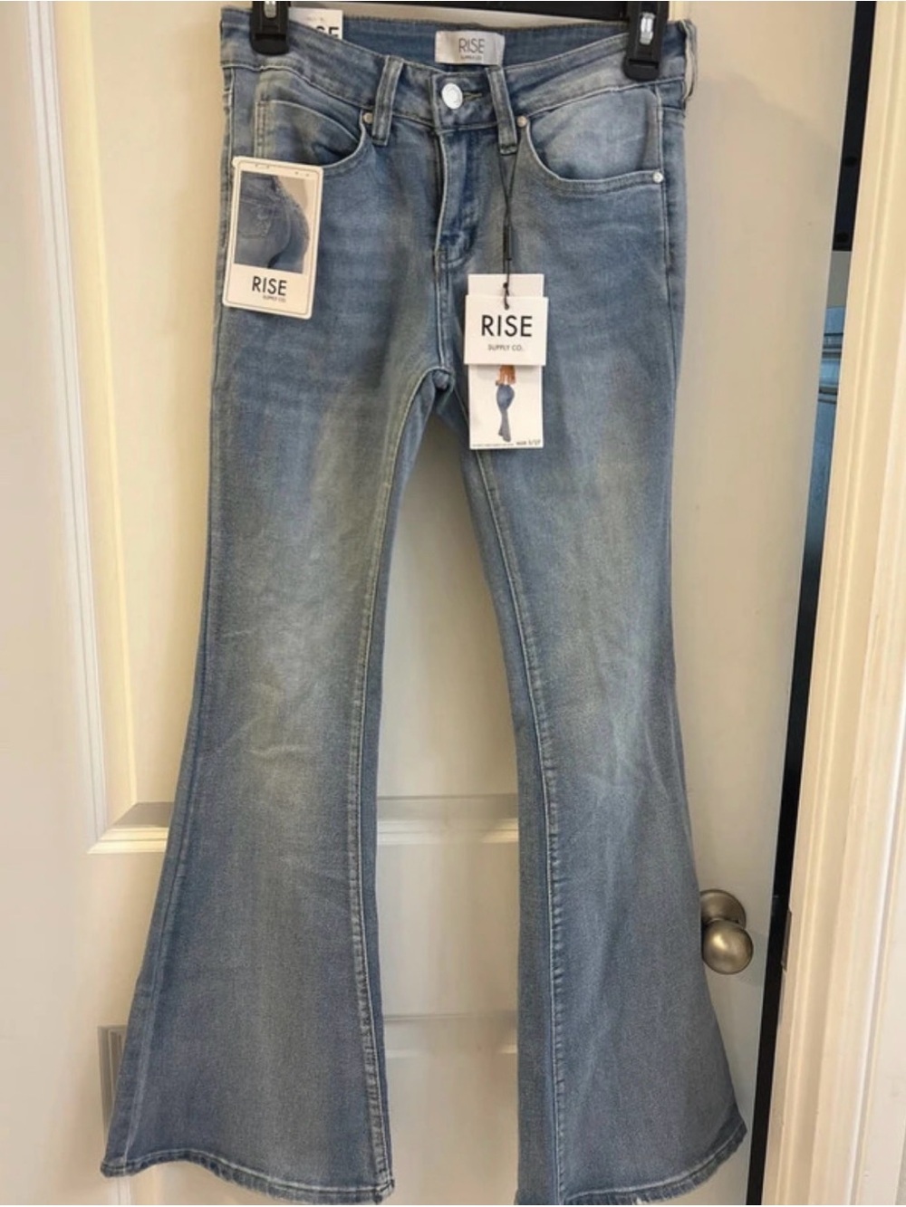 Light Wash High-Rise Flare Jeans — Blue Wide Leg